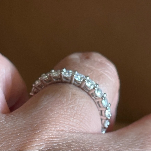 3.00mm Round Brilliant Cut Moissanite Eternity Wedding Band 925 Sterling Silver - Picture 7 of 9